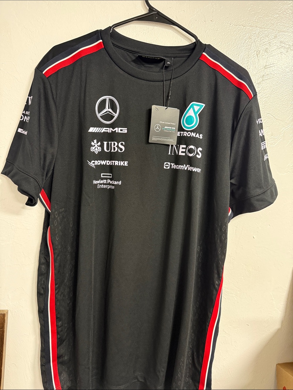 Mercedes AMG Petronas Black Team Shirt with Red & White Accents
